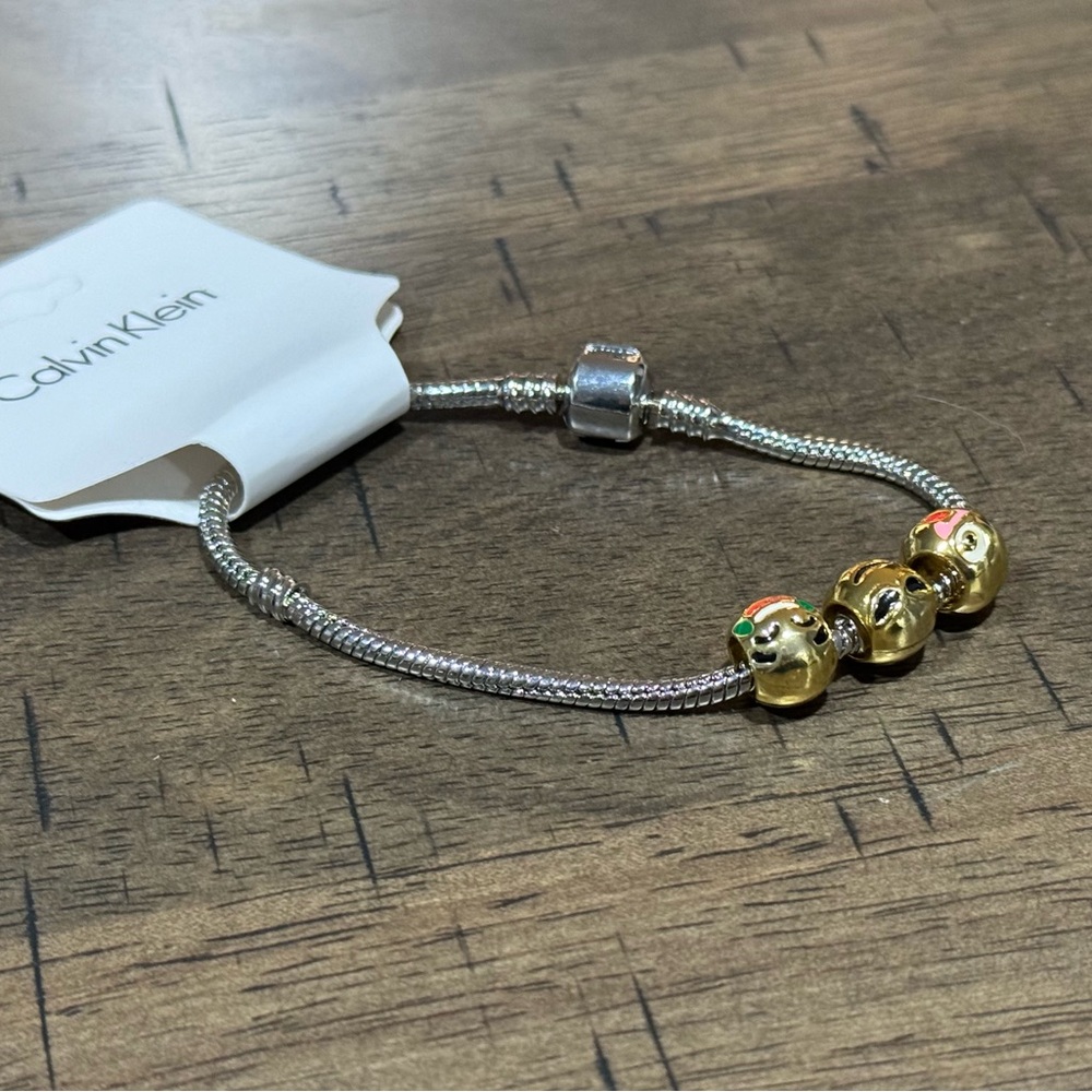 CK17. CALVIN KLEIN 7” Bracelet With Smiley Face Beads - Customizable NEW
